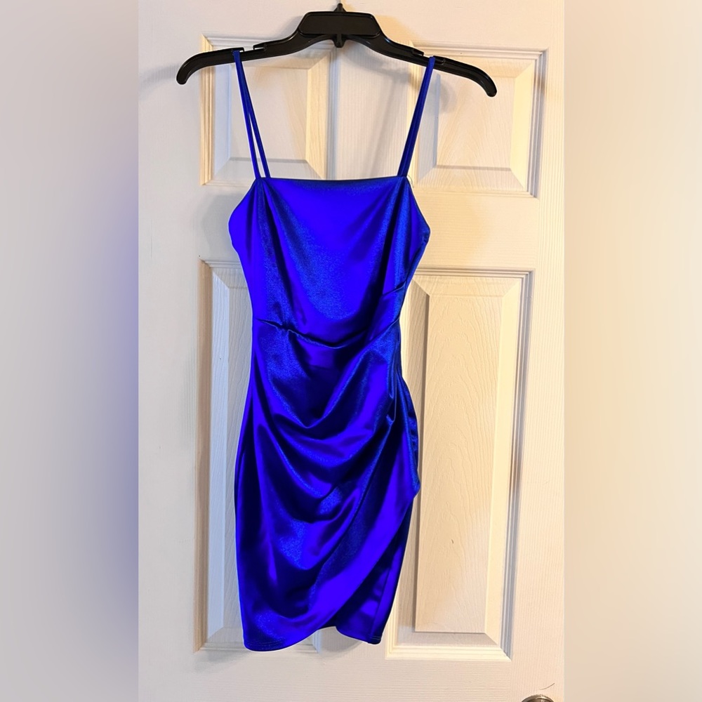 satin blue windsor dress